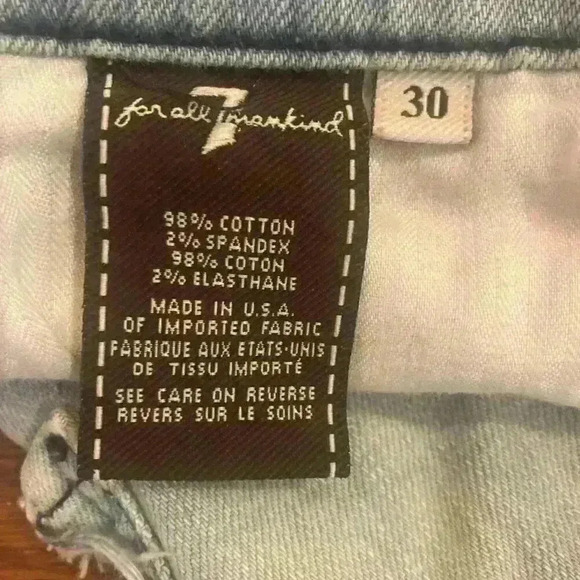 7 For All Mankind Bleached White Washed Distressed Mom Shorts size 30 Acid Wash - Picture 7 of 11